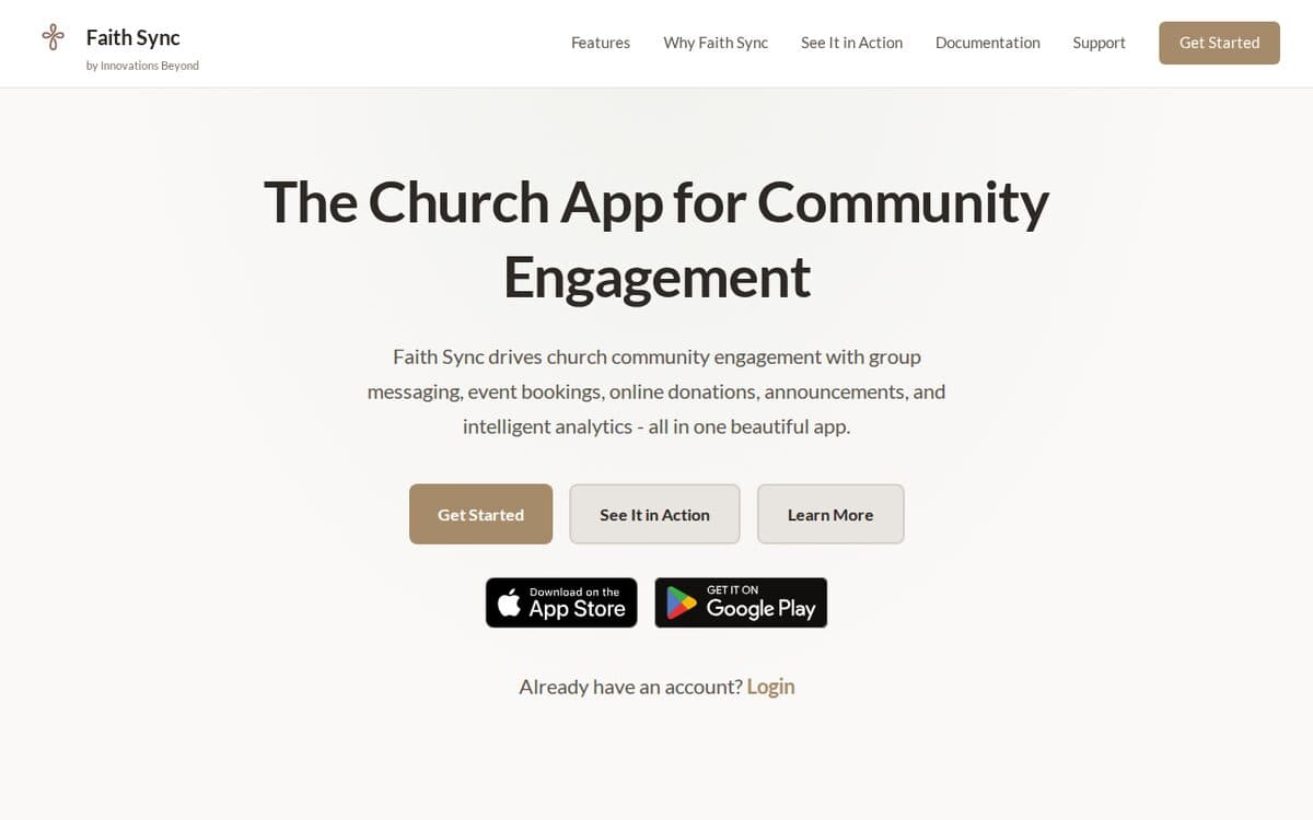 Faith Sync home page